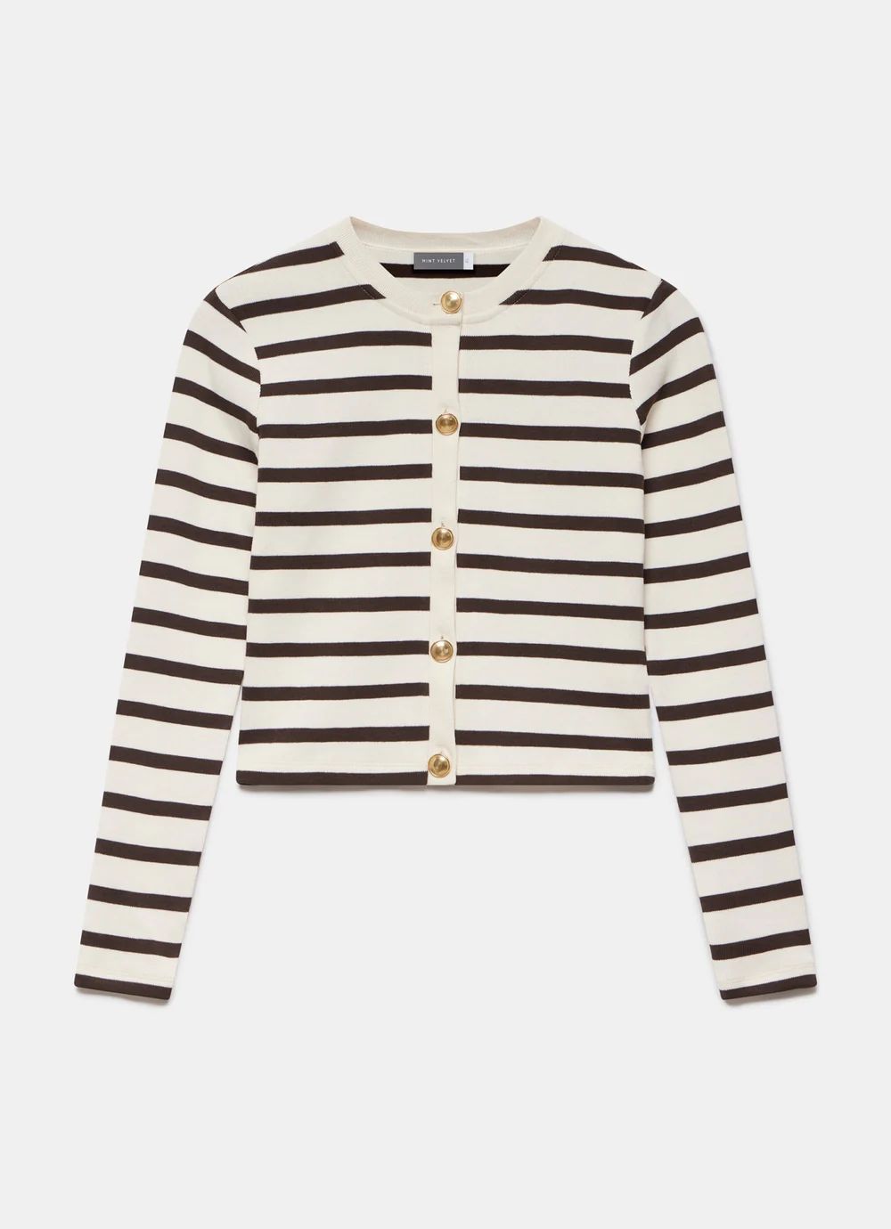 White Striped Sleeved Cardigan | Mint Velvet