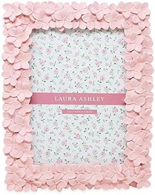 Laura Ashley 5x7 Pink Flower Textured Hand-Crafted Resin Picture Frame with Easel & Hook for Tabl... | Amazon (US)