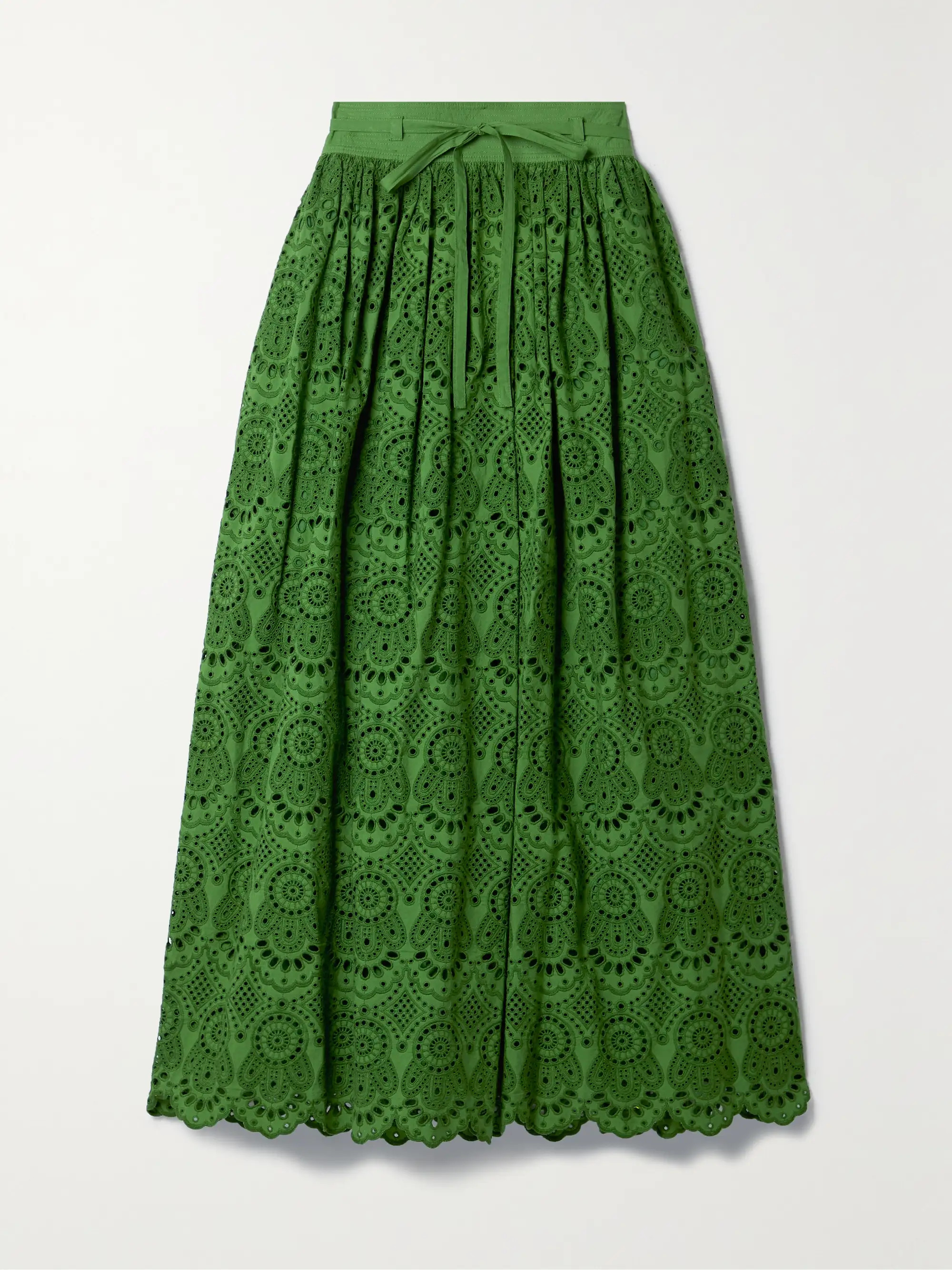 ULLA JOHNSON Clarabella broderie anglaise cotton midi skirt | NET-A-PORTER | NET-A-PORTER (US)