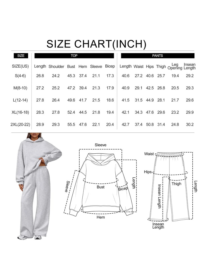 SUNBS Lounge Sets for Women 2 Piece Matching Outfit Fall Hoodies Wide Leg Sweatpants Casual Winte... | Walmart (US)