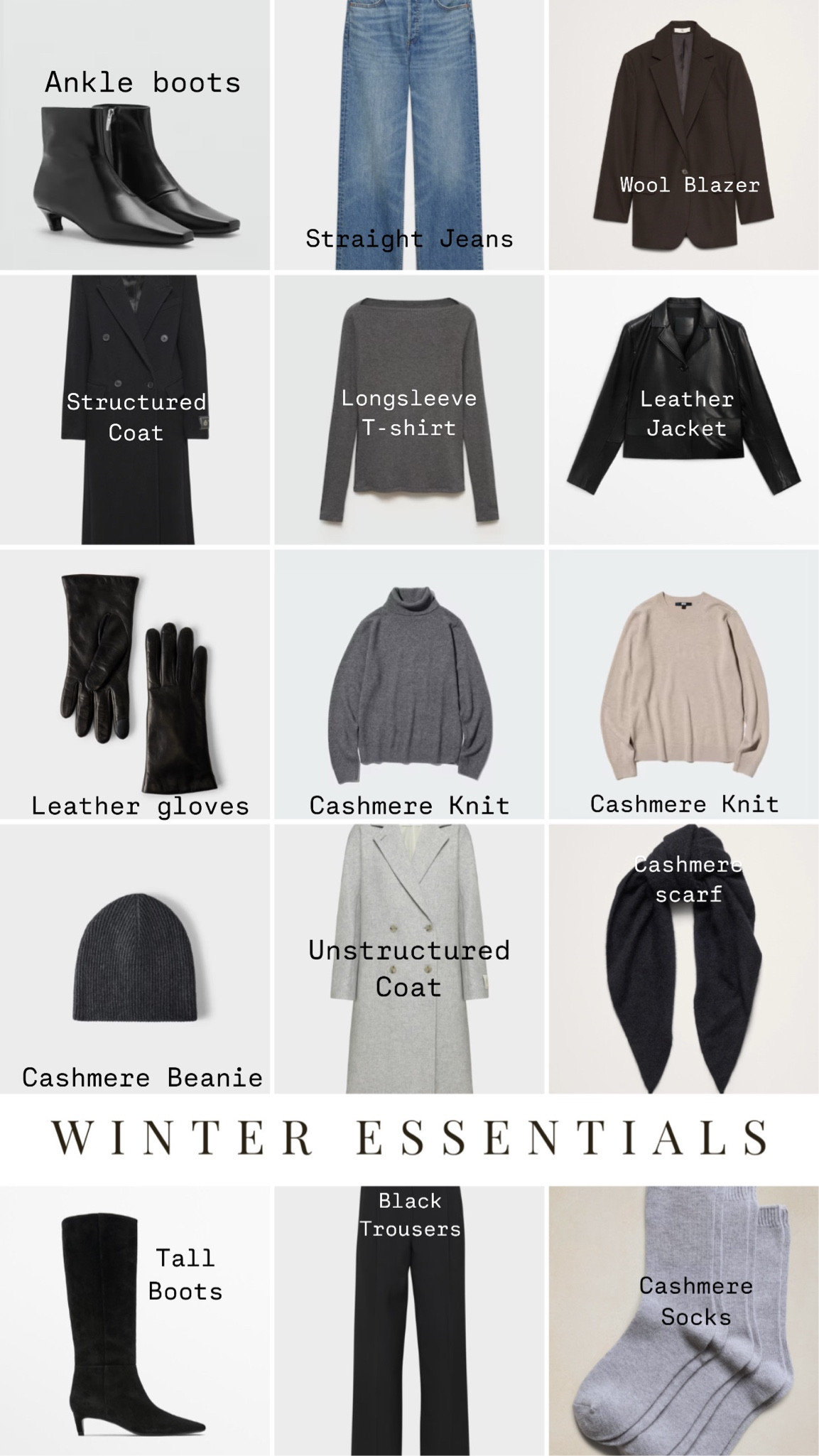 Winter essentials, wool coat, straight jeans, black trousers, ankle boots, tall boots, cashmere sweater, cashmere scarf, leather gloves, leather jacket, wool blazerr

#LTKSeasonal #LTKSaleAlert