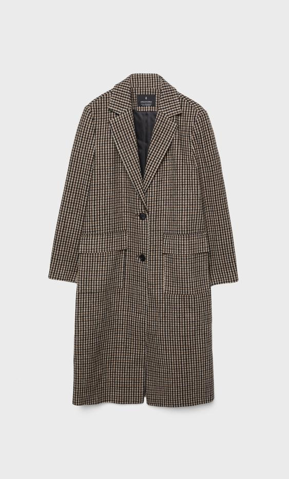 Long houndstooth coat | Stradivarius (UK)