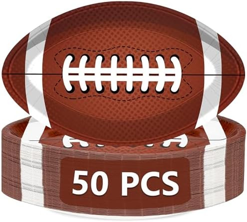 QZYL 50 PCS Football Plates, Football Party Plates, Football Shaped Disposable Paper Plates, Touc... | Amazon (US)
