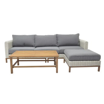 Origin 21 Veda Springs 4-Piece Wicker Patio Conversation Set with Gray Cushions | Lowe's