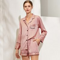 Ladies Personalised Pyjamas, Bridesmaid Pajamas, Pink Bridal Party Pajamas, Monogram Pjs, Satin Pjs | Etsy (UK)