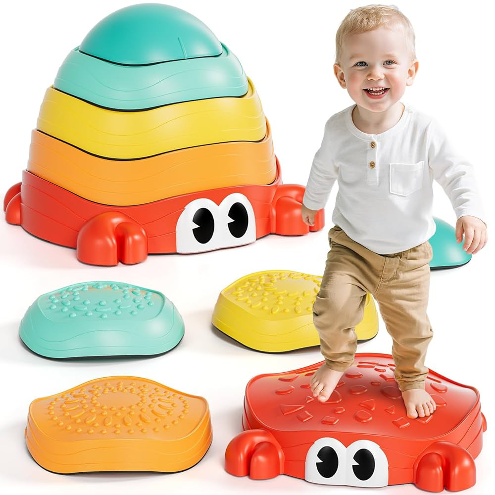 Lehoo Castle Stepping Stones for Kids, Non-Slip Toddler Stepping Stones, Crab Toddler Outdoor Toy... | Amazon (US)