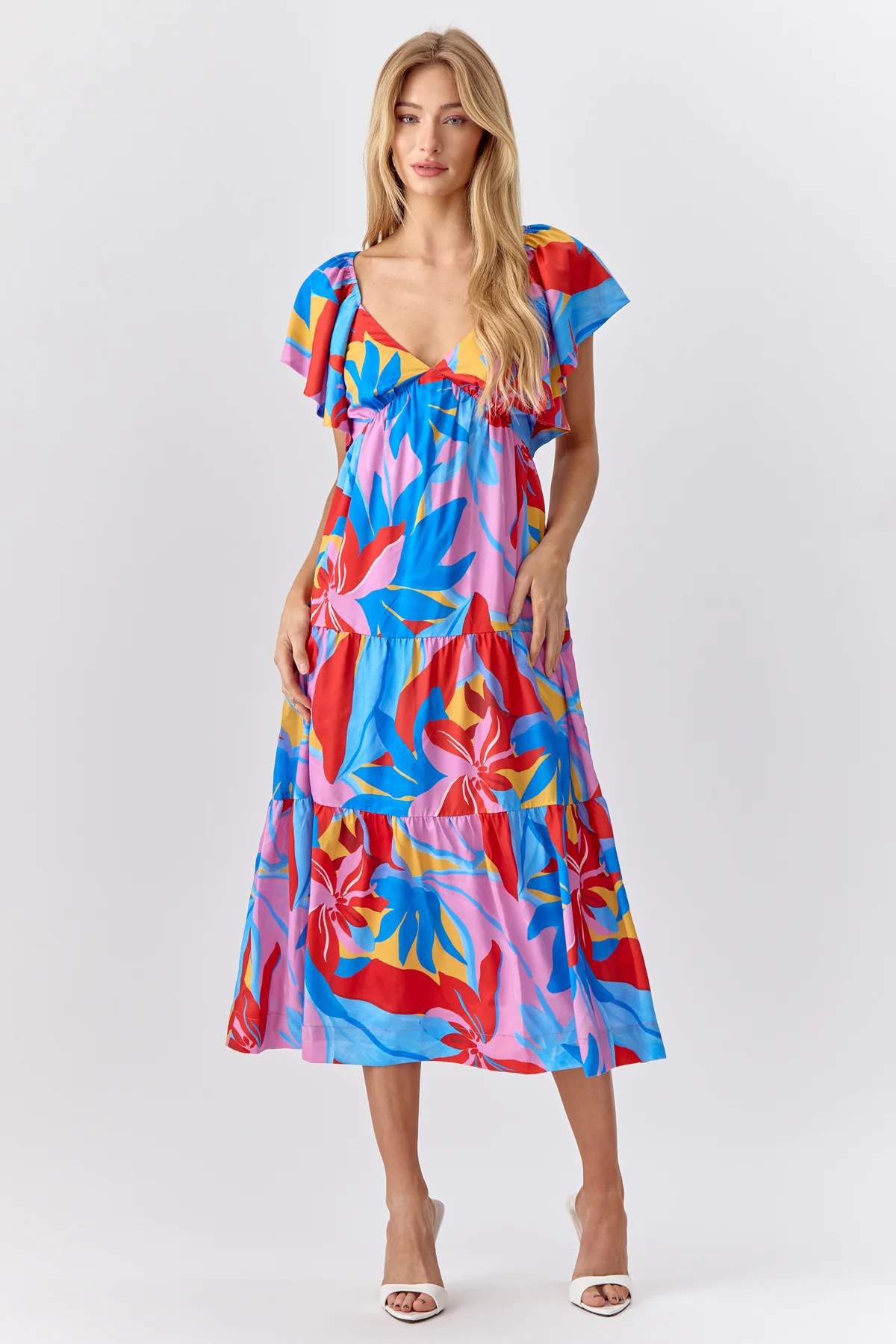 Caroline Flutter Sleeve Midi Dress | Adelyn Rae