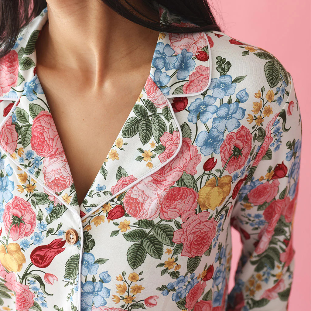 Floral White Luxe Womens Pajamas | Rubina | Posh Peanut