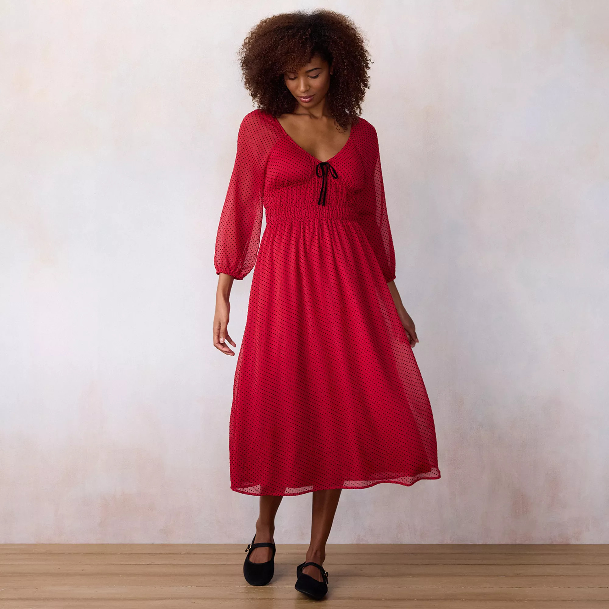 Women's LC Lauren Conrad Shirred Bodice Midi Dress | Kohl's