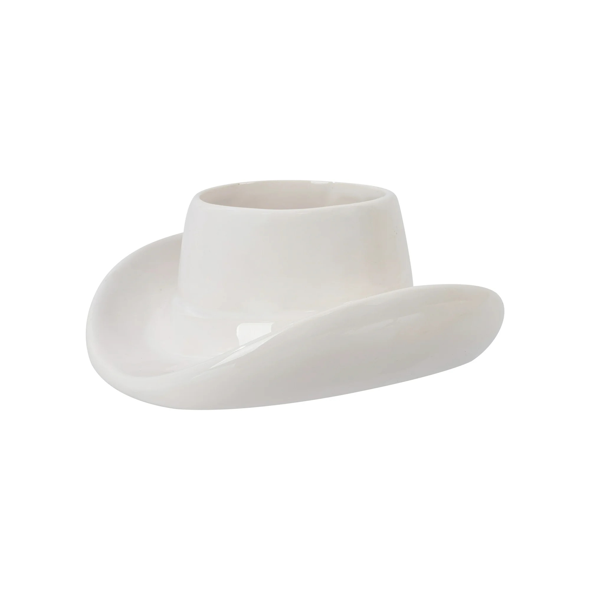 Mainstays 6.8" x 7.1" x 3.2" Round White Ceramic Cowboy Hat Planter | Walmart (US)