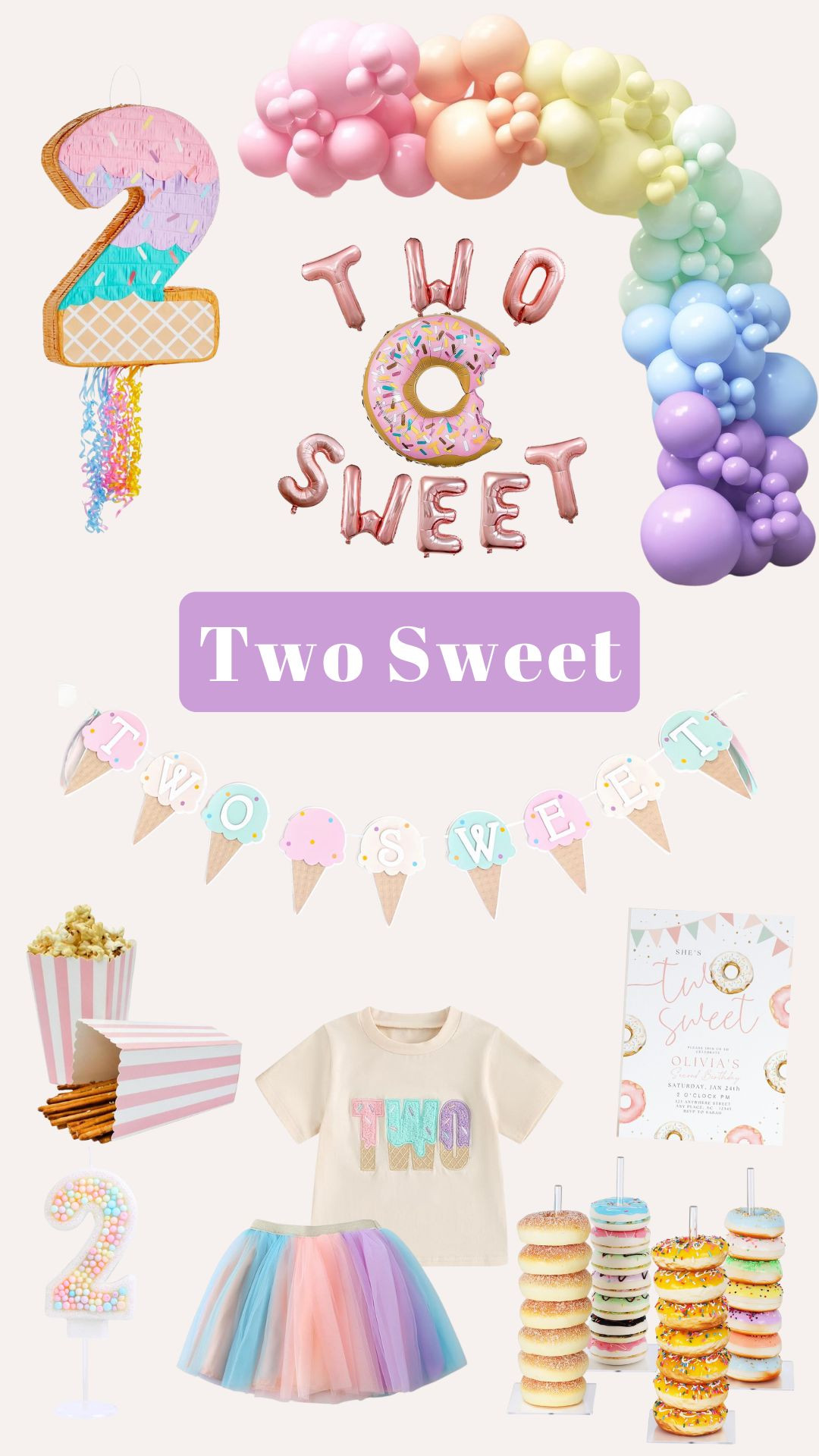 Girls second birthday. Two sweet party theme. Donut. Ice cream. Parties. Fun. Amazon. Etsy finds. Balloons. Banner. Birthday girl outfit. Two year old. 

#LTKParties #LTKKids #LTKFamily