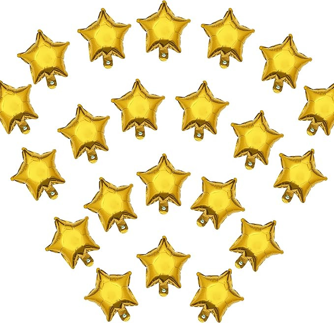 5 Inch Gold Star Shape Foil Balloons, 50pcs Small Mylar Balloons Mini Balloons for Birthday Baby ... | Amazon (US)