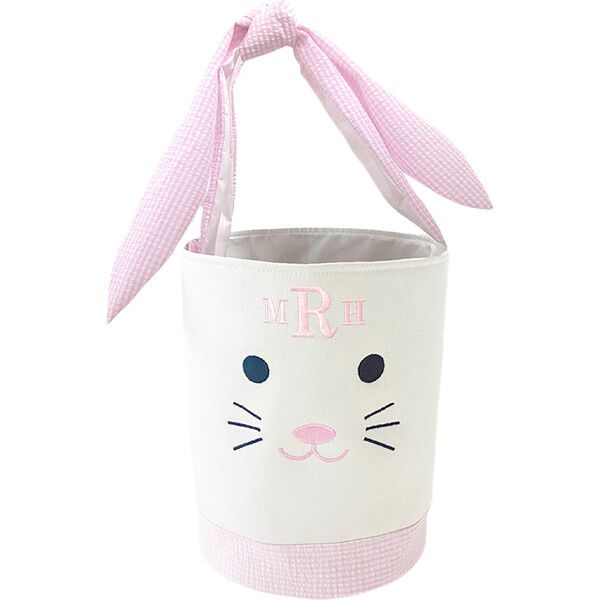 Seersucker Easter Bunny Bucket, Pink | Maisonette