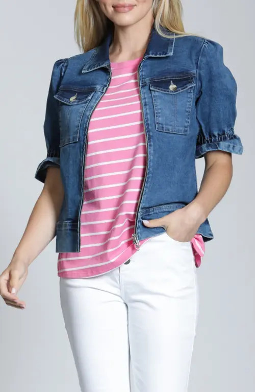 APNY Short Sleeve Denim Jacket in Medium Indigo at Nordstrom, Size Large | Nordstrom