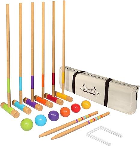 GoSports Six Player Croquet Set for Adults & Kids - Modern Wood Design with Deluxe (35") and Stan... | Amazon (US)