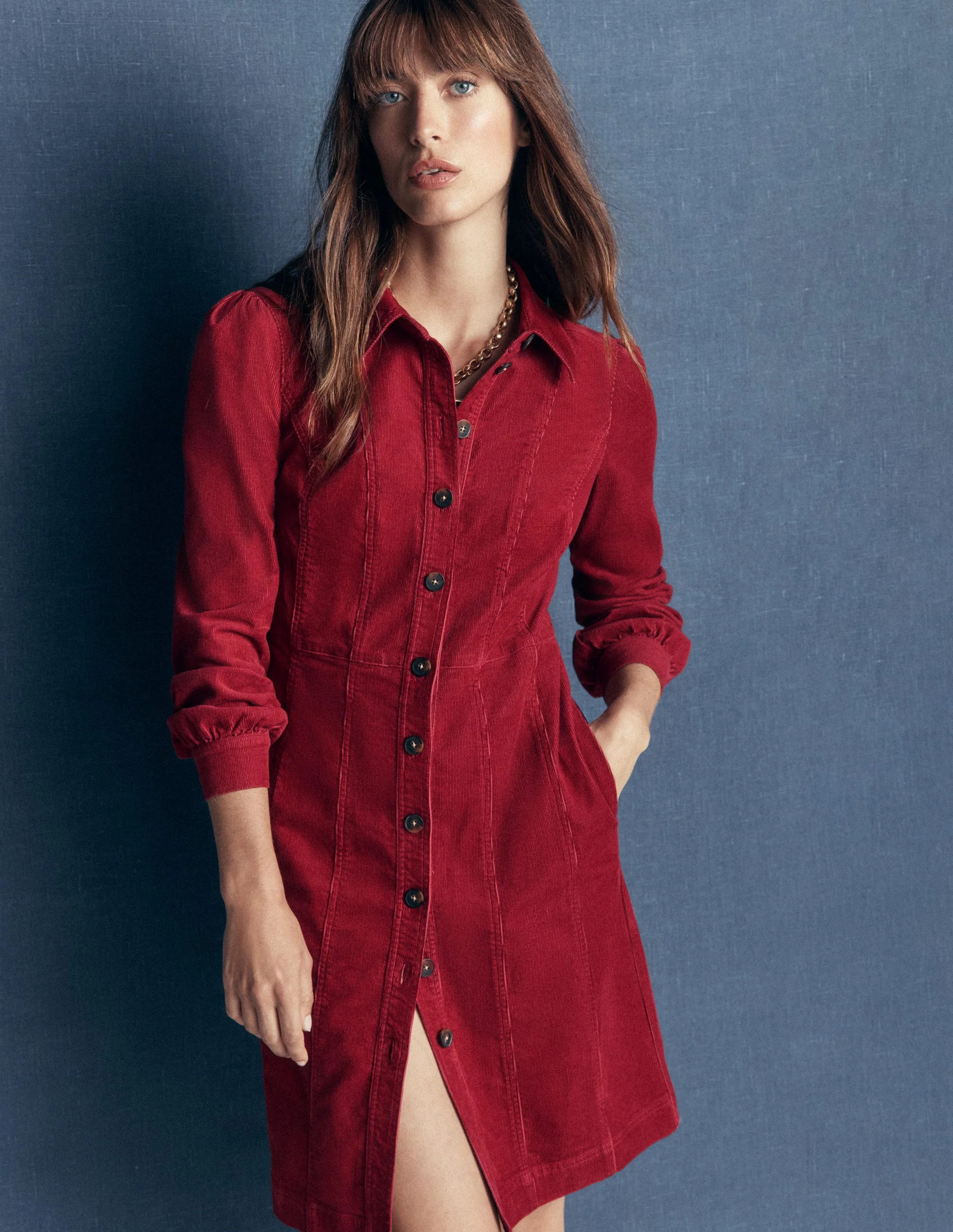 Rhoda Cord Short Dress-Navy | Boden (US)