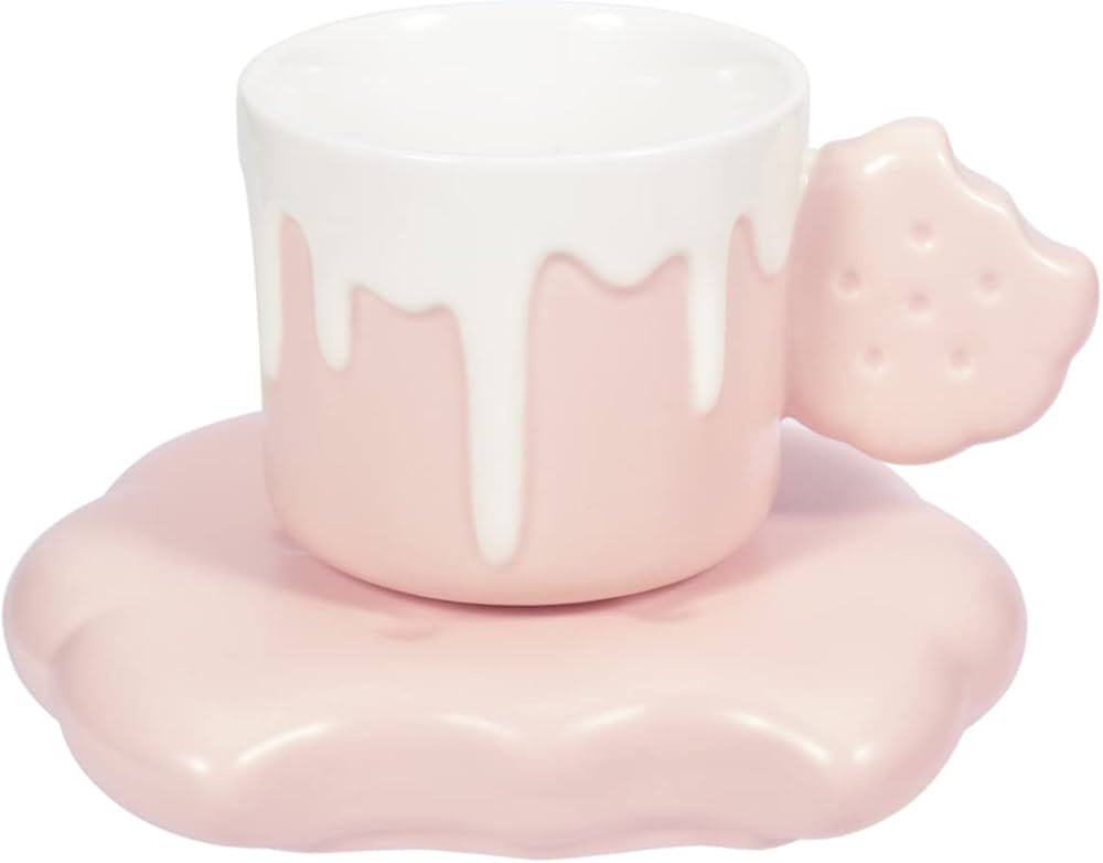 Koythin Ceramic Coffee Mug, Creative Cute Biscuit Shaped Mug and Saucer for Office and Home, 8.5 ... | Amazon (US)