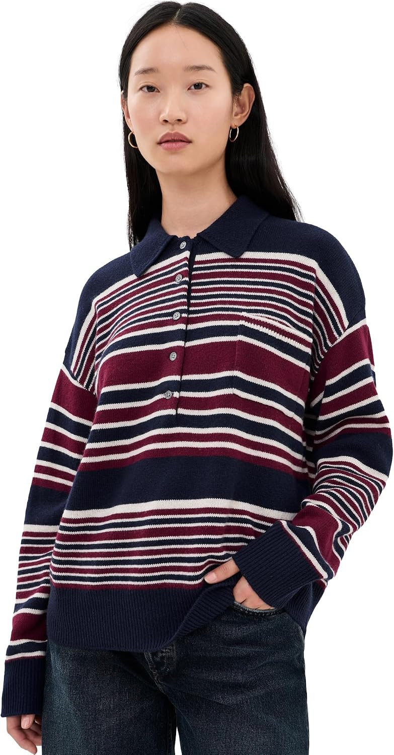 Good American Women's The Oversized Rugby Sweater | Amazon (US)
