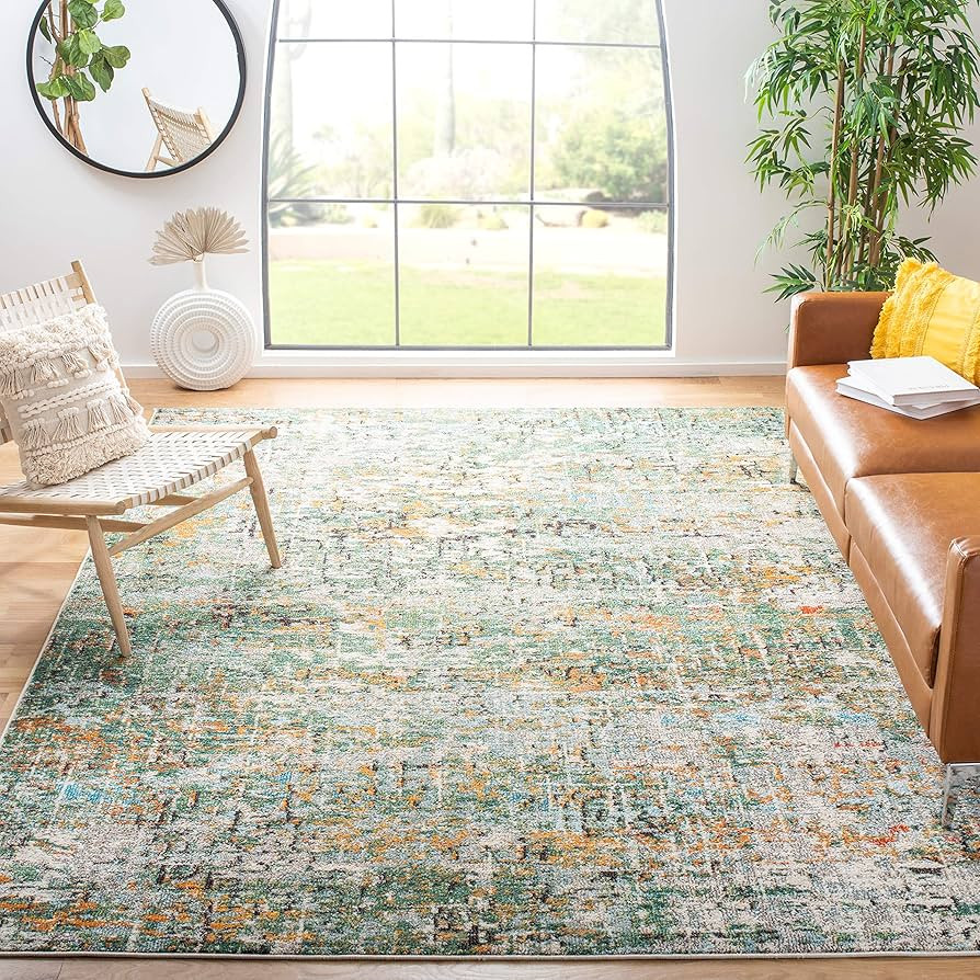 SAFAVIEH Madison Collection Area Rug - 9' x 12', Green & Turquoise, Modern Abstract Design, Non-S... | Amazon (US)