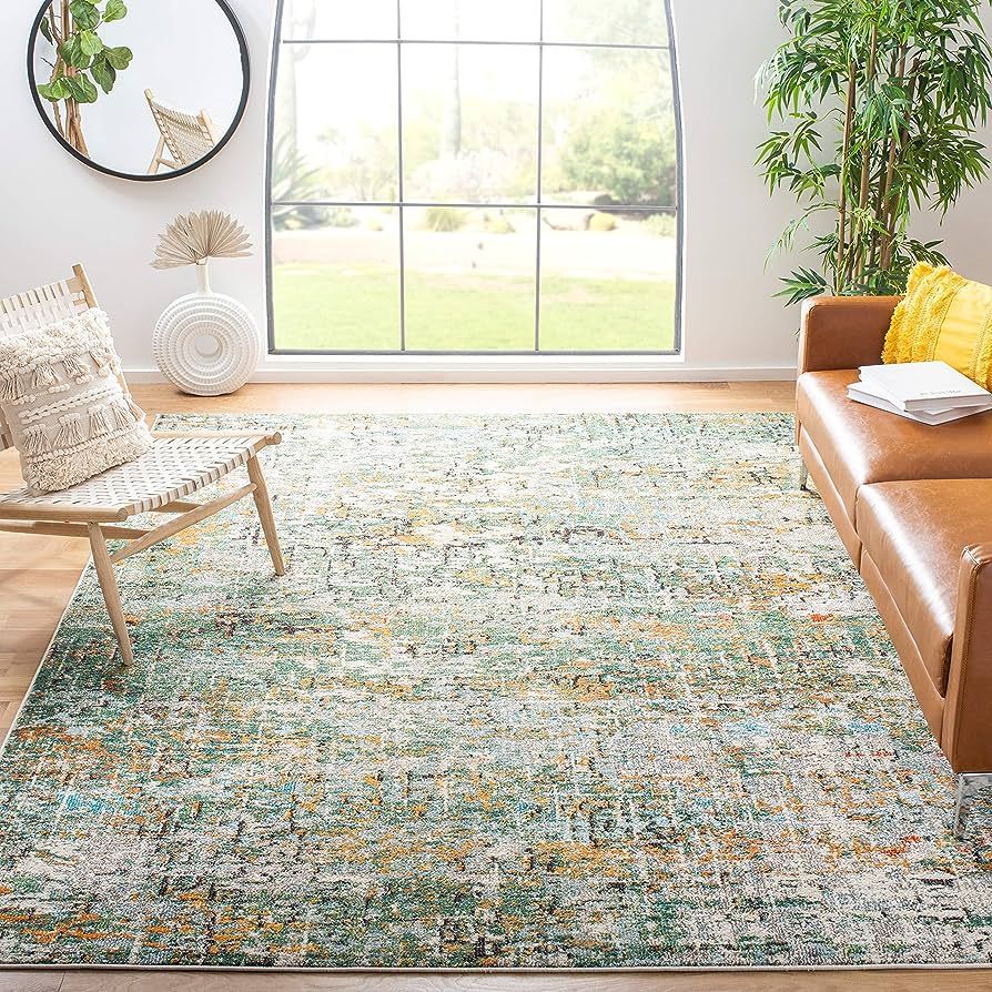 SAFAVIEH Madison Collection Area Rug - 9' x 12', Green & Turquoise, Modern Abstract Design, Non-S... | Amazon (US)