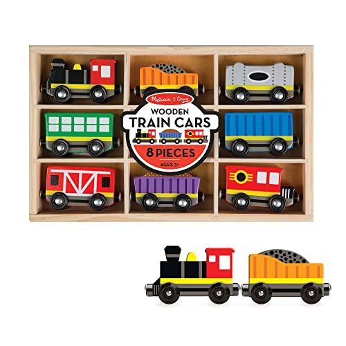 Melissa & Doug Wooden Train Cars (8 pcs) - Magnetic Train, Wooden Train Toys, Train Sets For Todd... | Amazon (US)