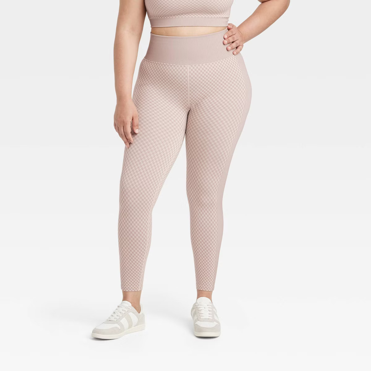 Women's Seamless High-Rise Houndstooth Jacquard 7/8 Leggings - All In Motion™ | Target