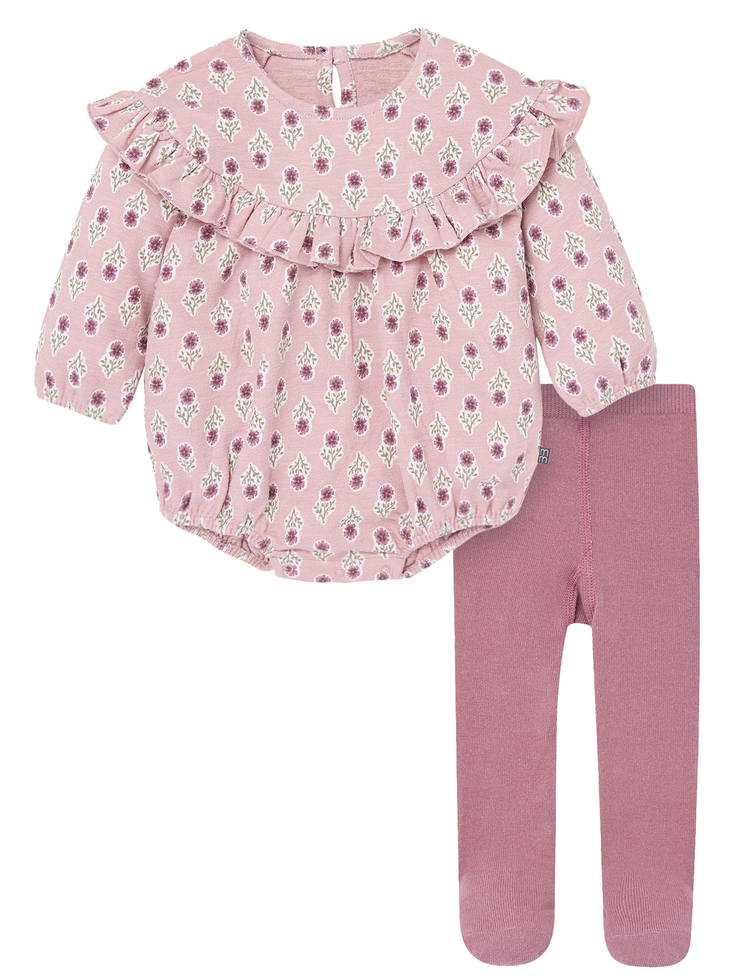 Modern Moments by Gerber Baby Girl Bubble Romper and Tights Outfit Set, 2-Piece, Sizes 0/3 Months... | Walmart (US)