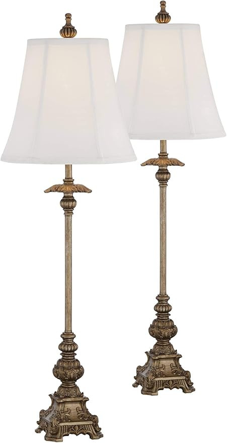 Regency Hill Juliette Traditional French Country Style Buffet Table Lamps 36.5" Tall Skinny Set o... | Amazon (US)