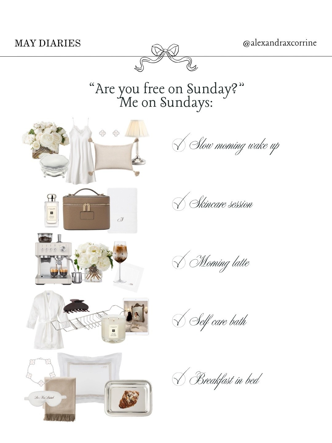 I have a very long to-do list on Sundays… ☕️🤍🩰🛁

#selfcareaesthetic #luxuryaesthetic #chicliving #elegantliving #pinterestinspo 

[ self care aesthetic, self care Sunday morning, light pink blush summer aesthetic, soft summer feminine lifestyle, homebody lifestyle, cozy at home, chic girl luxury aesthetic, Pinterest mood board aesthetic ]

#LTKSeasonal #LTKselfcare #LTKdayinmylife