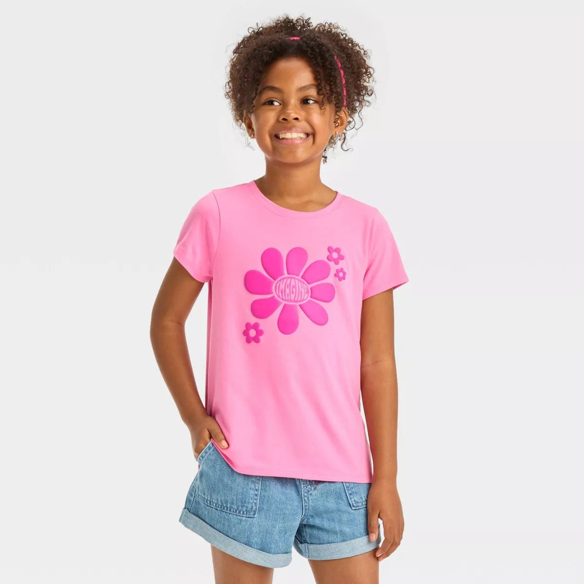 Girls' Short Sleeve 'Imagine' Graphic T-Shirt - Cat & Jack™ Pink | Target