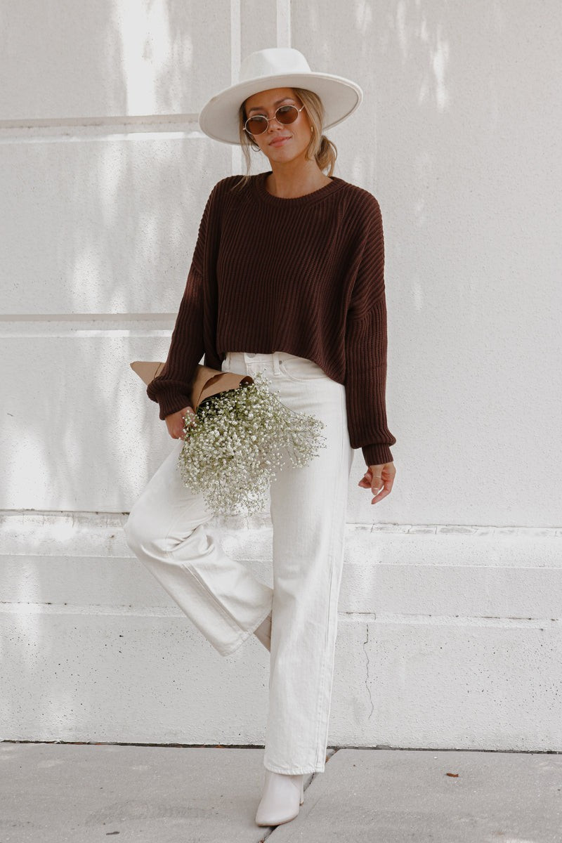 Come and Go Sweater in Coffee | lauren nicole