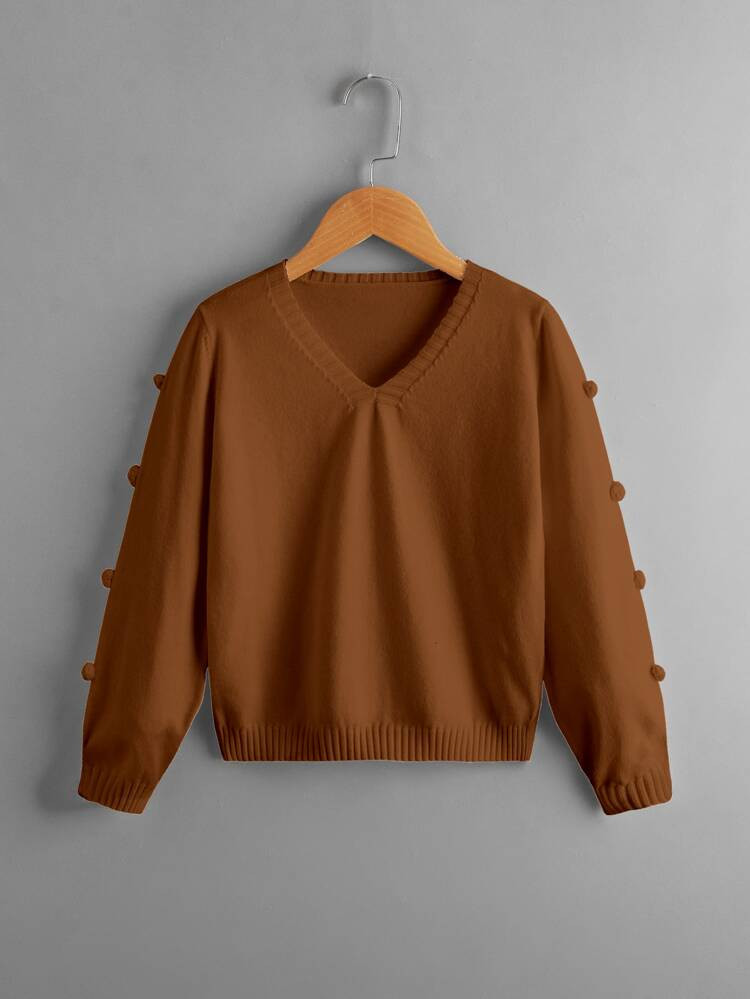 Girls Pom Pom Detail Sweater | SHEIN