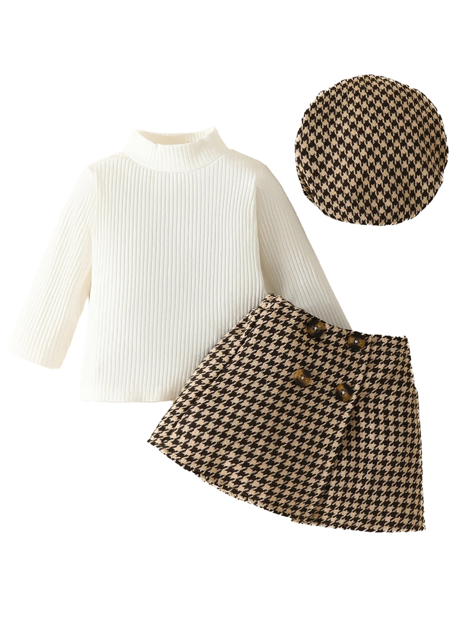 LAPAKIDS Baby Girls Clothes 2-3T Infant Girl Fall Winter Warm Outfits Long Sleeve Tops + Plaid Sk... | Walmart (US)