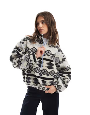 ONLY teddy fleece in beige geometric print | ASOS (Global)
