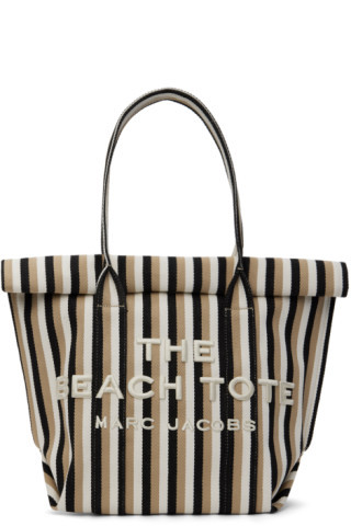 Taupe & Black 'The Striped Jacquard Beach' Tote | SSENSE
