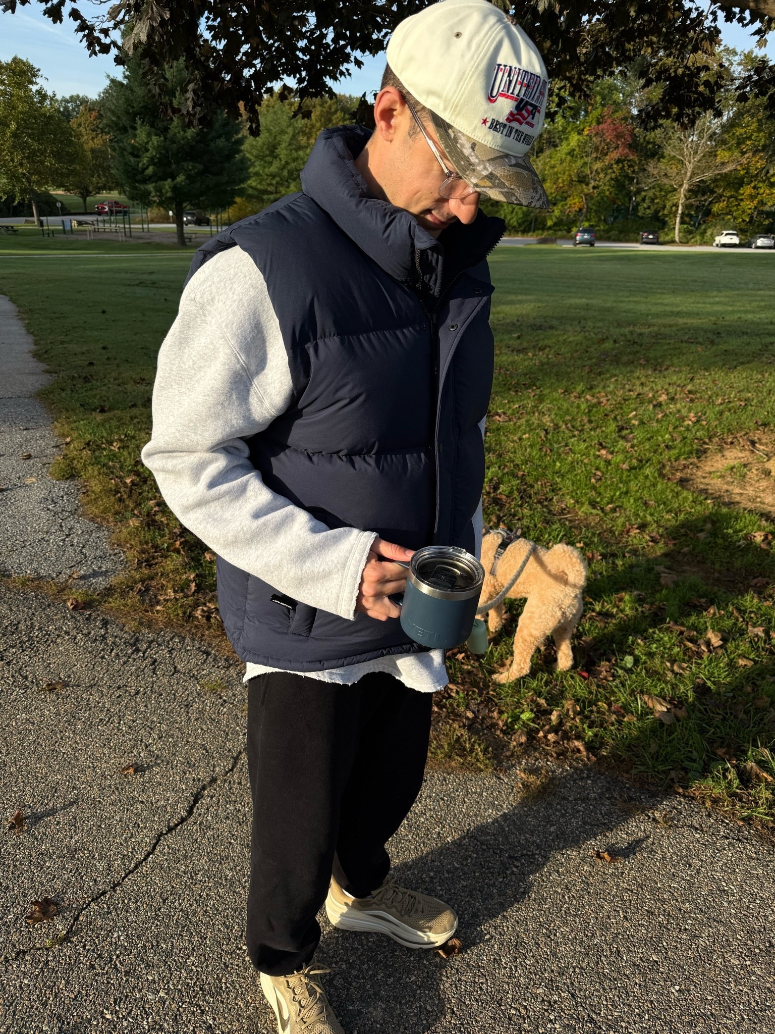 Husbands walk outfit! Wearing size xl in vest & Henley + M in sweatpants