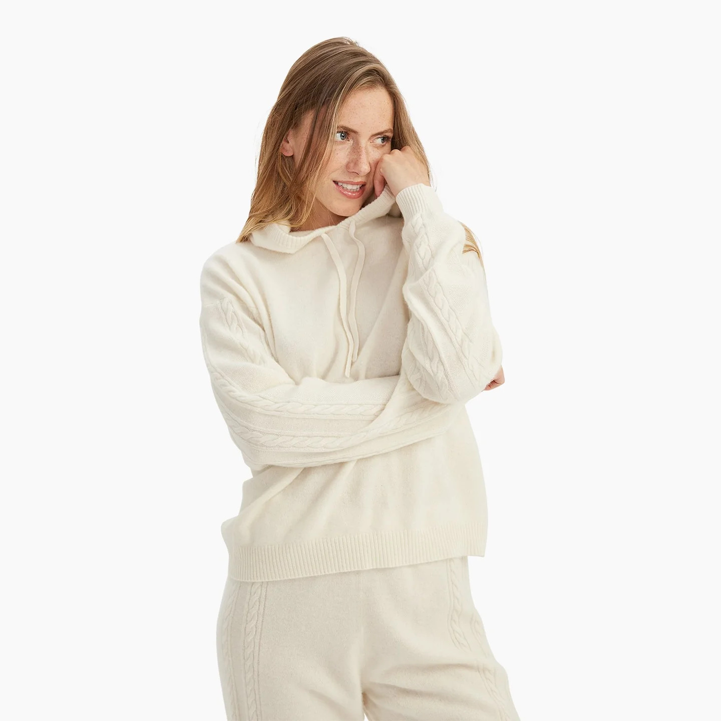 Cashmere Cable Sleeve Hoodie | NAADAM