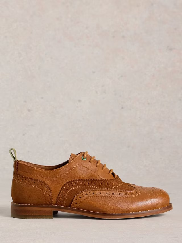 White Stuff Leather Lace Up Brogues, Dark Tan | John Lewis (UK)