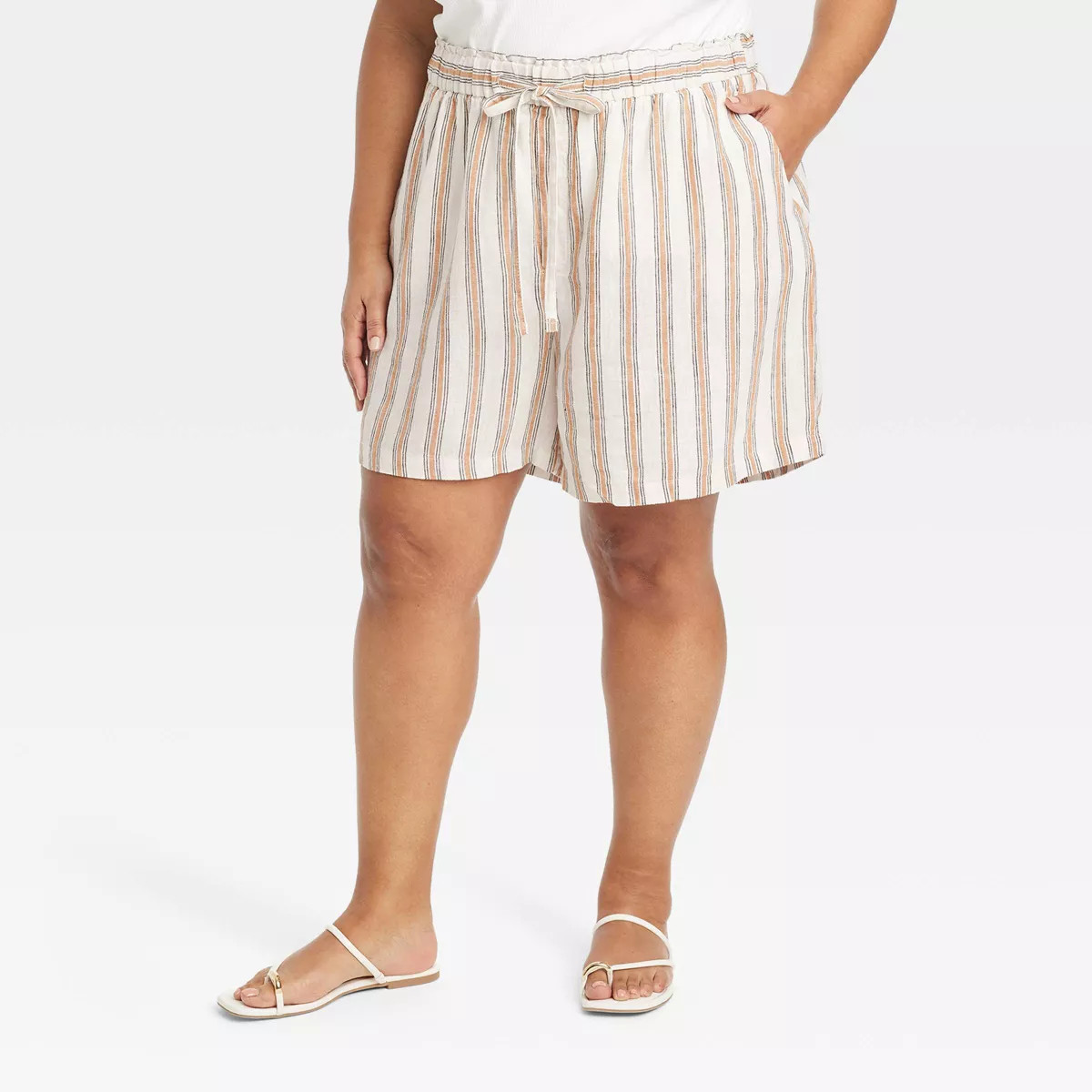 Women's High-Rise Linen Pull-On Shorts - Ava & Viv™ Brown 3X | Target