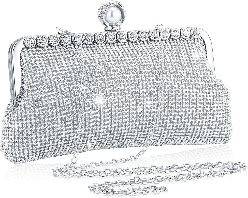 Clutch Purse Evening Bag Women Rhinestone Glitter Handbag Double Sided with Chain Crossbody Purse... | Amazon (US)