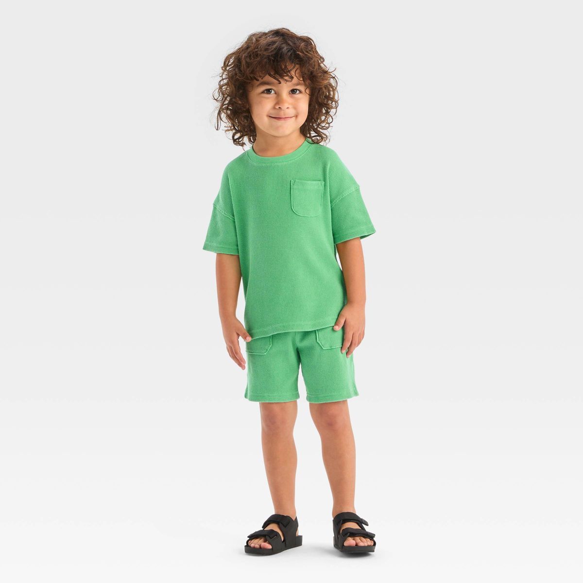 Toddler Boys' Short Sleeve Thermal Top and Shorts Set - Cat & Jack™ Green 5T | Target