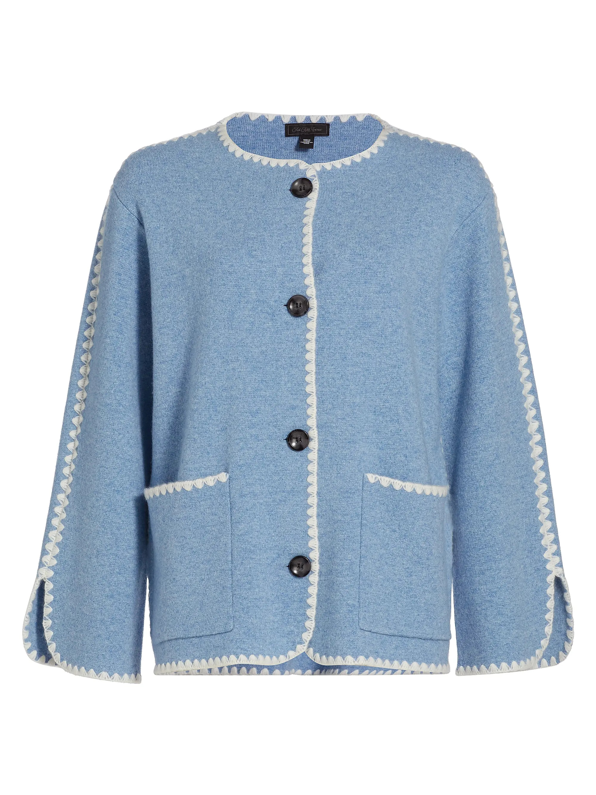 Whipstitch-Trim Cashmere Cardigan | Saks Fifth Avenue