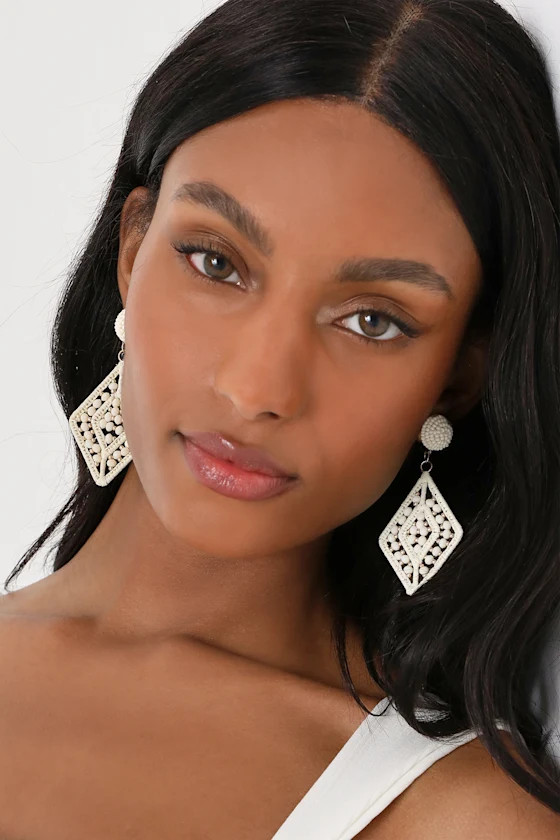Favorite Shape Ivory Beaded Statement Earrings | Lulus (US)