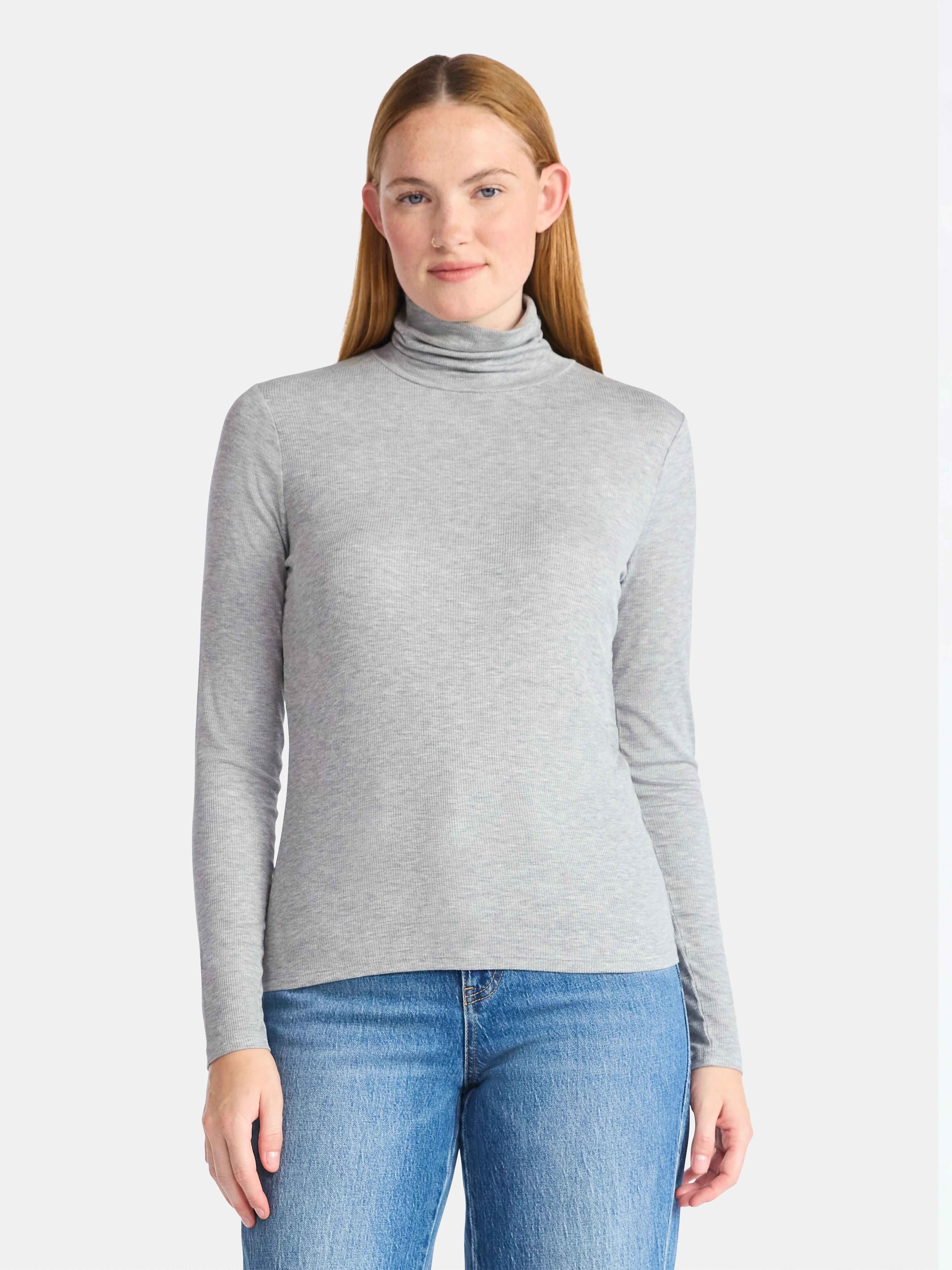 Time and Tru Women's Ribbed Turtleneck with Long Sleeves, Sizes XS-XXXL | Walmart (US)