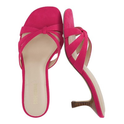 CUSHIONAIRE Malta Strappy Kitten Heels for Women, Dressy Open Toe Low Heel Sandals with Memory Foam Comfort, FUCHSIA 8.5 | Target