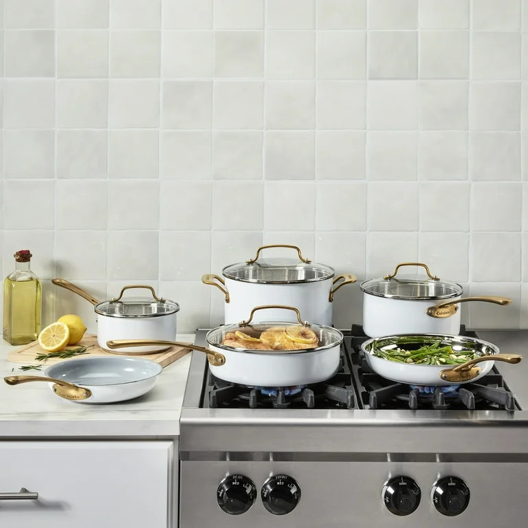 Cuisinart Chef’s Classic 10-Piece Stainless Steel Cookware Set, Matte White | Walmart (US)