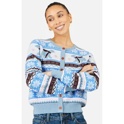 Yumi Polar Bear Fairisle Cardigan in Blue at Nordstrom, Size Small | Nordstrom