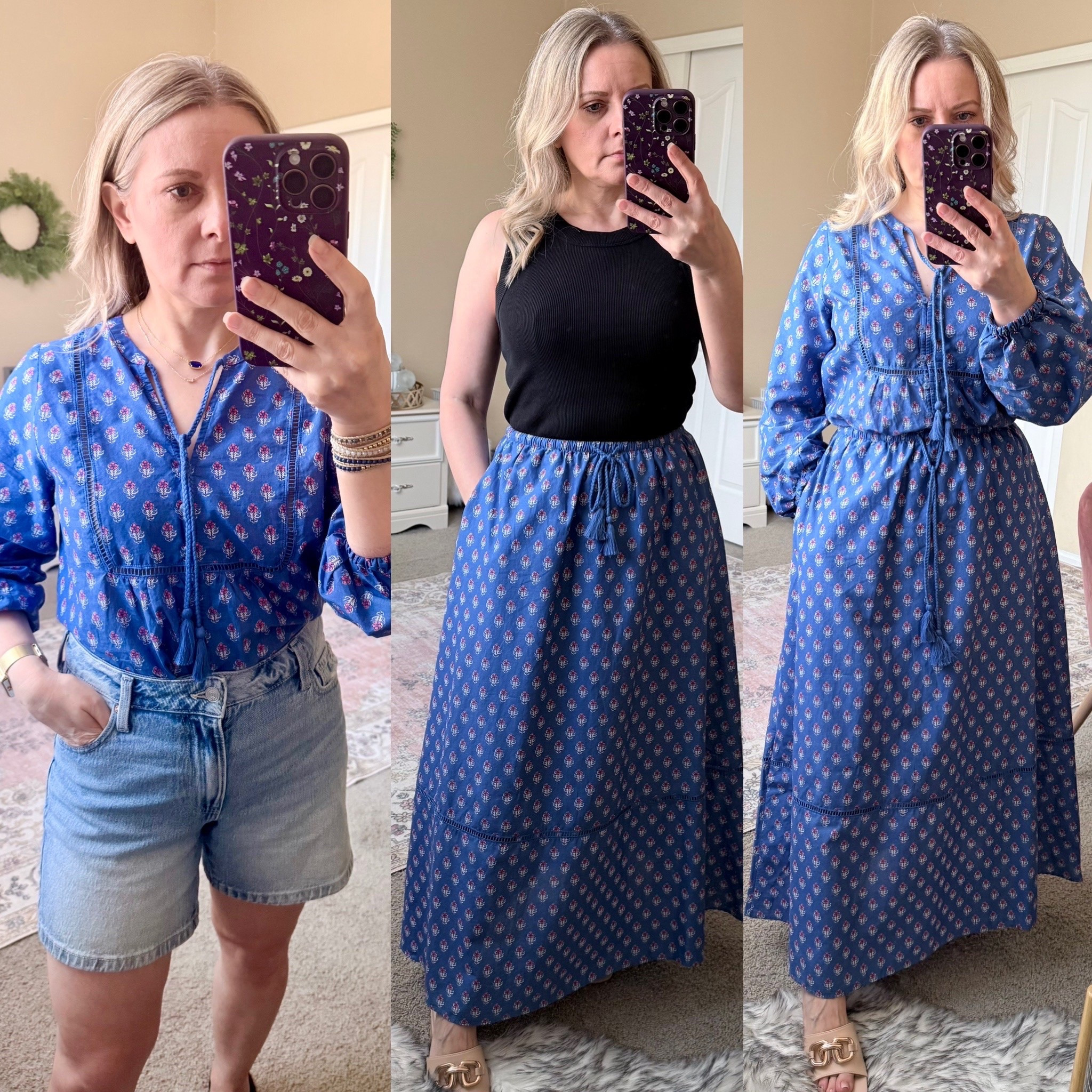 Target has a cute set that you can wear together or separately. I love the cotton fabric and how lightweight it is. The pieces are sold separately, and you can choose between a skirt or shorts for the bottom. They’re also available in red.

#LTKSeasonal #LTKOver40 #LTKPetite #LTKootd #LTKmomlife #LTKSaleAlert