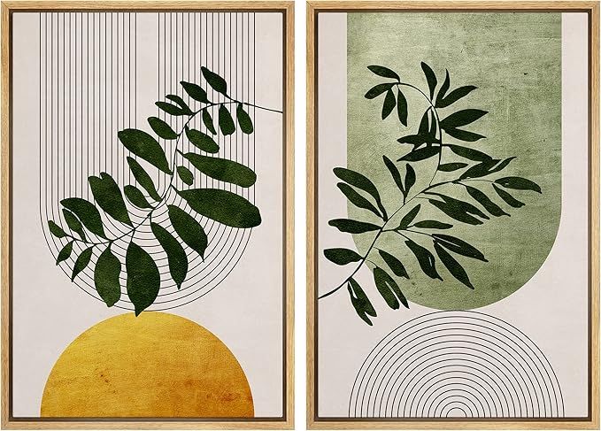 IDEA4WALL Framed Canvas Print Wall Art Set Mid-Century Geometric Forest Plant Leaf Nature Wildern... | Amazon (US)