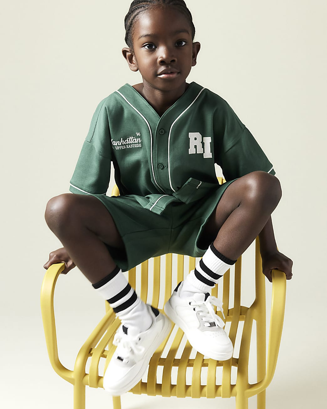 Boys Green Baseball Shirt And Shorts Set | River Island UK & IE